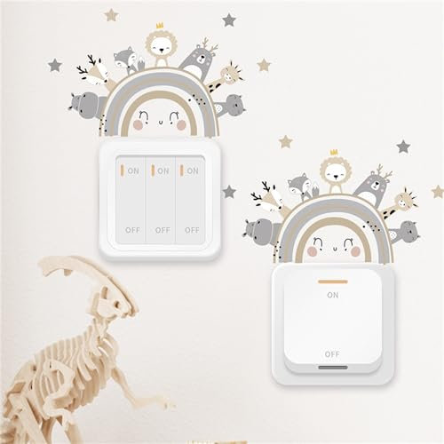 Ueiwffzo 4 Stück Schalter Aufkleber Licht, Regenbogen Lichtschalter Wandaufkleber Wandkunst DIY Aufkleber Selbstklebend Wandsticker für Kinderziemmer Dekoration (Stil A)