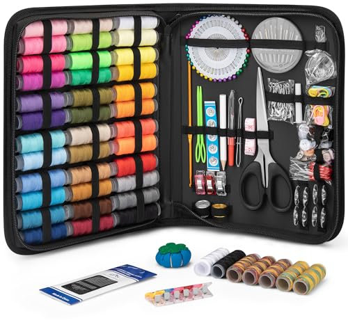 KEYHOT Nähset Grundausstattung, Reisenähset Nadel und Faden Set, Nähmaschine Nähzeug Set mit Inhalt für unterwegs Hochwertig Anfänger mit Knöpfen（216PCS）