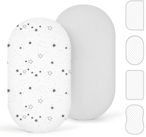 lulumoon Muslin bomull resårlakan 2-delat set: sänglakan sidosäng barnvagn madrasskydd för 35 x 75 cm 41 x 81 cm 40 x 90 cm babysängar studentvagn (stjärna grå, 90 x 40 cm)