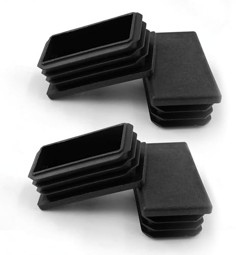 Tapones de láminas de 45 x 25 mm para tubos rectangulares – Cubierta de tubo negro tapón para tubos rectangulares de 45 x 25 mm, tapas de postes como tapa cubierta, tapones de tubo de polietileno para