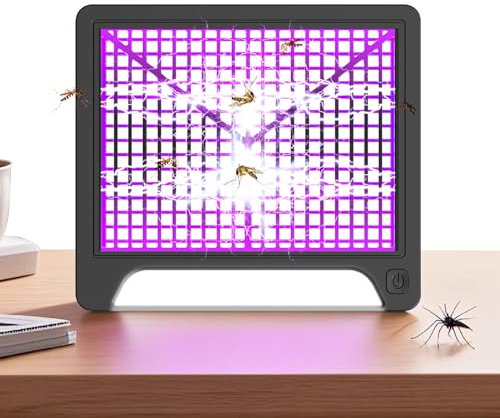 Lámpara Antimosquitos Electrico, Mata Mosquitos Electrico 4200V 15W UV Lampara Mosquitos, Atrapa Mosquitos con LED,IPX4 Impermeable,Area Efectiva 80-140m² para Interior y Exterior