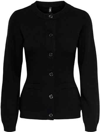 Onlkatia LS Fitted Oneck Cardigan CC Knt, Nero, S