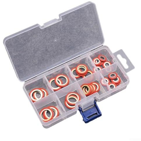 30 Pcs Automotive AC O Rings Kit, Air Conditioning Compressor Port Seal Washer for Car Vehicle Auto Repair(Red)