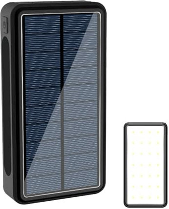 Bärbar solkraftbank – solcellsladdare | bärbar telefonladdare soldriven | 20 000 mAh batteri, stöder 4 elektronikutrustning för vuxna, tonåringar, män, kvinnor, studenter och pendling