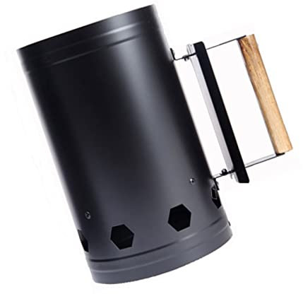 For the Use of Grill Chimney Starter with Thickened Heat Insulation Plate For Grill Evenings, Charcoal, Steel + Wood (Black)