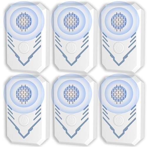 Ultrason pour Souris et Rats 6 Pièces, Anti Moustique Ultrason, Repulsif Ultrason, Appareil Ultrason pour Nuisible, Antiparasitaire Répulsif pour Moustiques Cafards