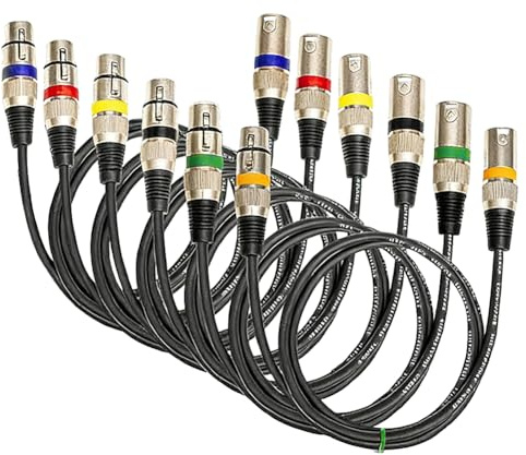YNNHUDEEP 6 pezzi Cavo XLR Microfono XLR a 3 pin Maschio a Femmina 1m Cavo DMX,Senza Interferenze CaviXlr,per Riproduzione MusicaleCavi e Connettori Cavoaudio