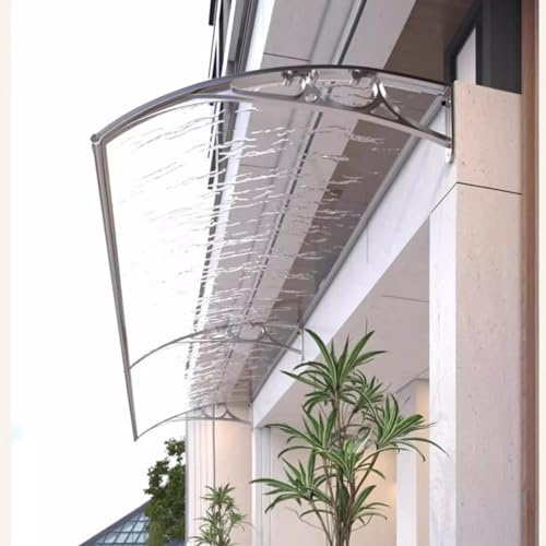 Dörrtak i silver, aluminium, 60 x 150 cm (1,96 x 4,92 tum) – UV-skydd, väderdekoration, för entré, balkong, pavil – solut utomhus