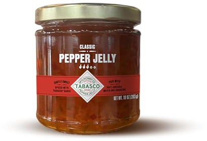 TABASCO® Gelée de Piment Classic – confiture sucrée-piquante aux poivrons rouges & sauce TABASCO® Original Red, pot en verre 283 g, vegan & sans gluten, parfaite en dip ou glaçage