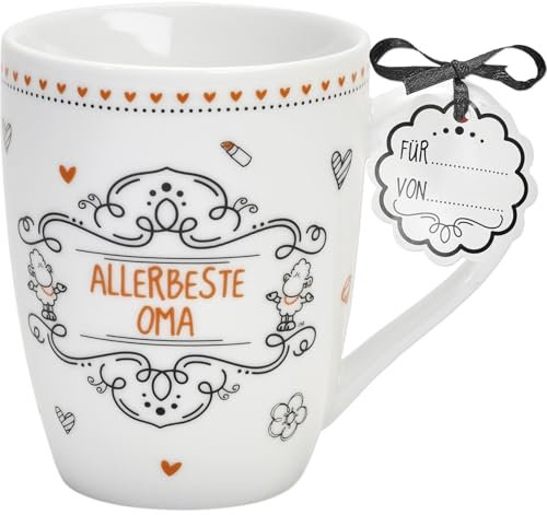 Sheepworld Tasse mit Spruch Allerbeste Oma | Kaffeetasse, Porzellan, 30 cl | Lieblingstasse, Geschenk Oma, Muttertag | 59264