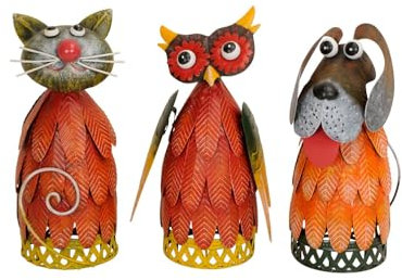 NETPROSHOP Metall Zaunfigur Zaunhocker Eule, Hund oder Katze mit Wackel-Kopf H ca. 27 cm, Auswahl:Katze