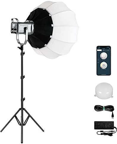 GVM 150W Luz de Video con softbox, App Control led lámpara de Video Bicolor 2700K-7500K led Luz Continua de Estudio con 8 Luces de Escena para Video Youtube Streaming fotografía, CRI97+