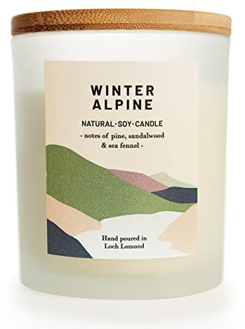 Winter Alpine - Organic & Vegan, Luxury Scented Soy Wax Candles. Hand Poured in Loch Lomond, Scotland | Ocoee House Limited (+8 Scent Options, x2 Sizes) 450g