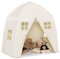 GOPLUS Kinderzelt, großes Spielzelt 143x100x155cm, mit Tragetasche, Anti-Rutsch-Matte, Reißverschlusstür, atmungsaktive Fenster, Spielhaus für drinnen & draußen für 2-3 Kinder (Beige)
