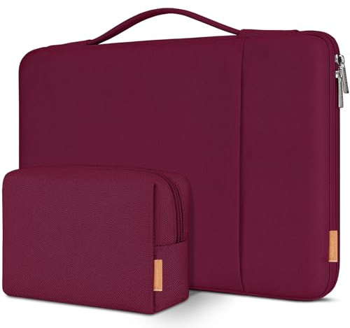 DOMISO Funda para Portatil Ordenador 14 Pulgadas,MacBook Air 15 M4 M3 M2/MacBook Pro,Bolsa para 14-15 Pulgadas Lenovo,HP,DELL,ASUS Chromebook,Laptop PC Case Sleeve,con Paquete de Accesorios,Vino Rojo