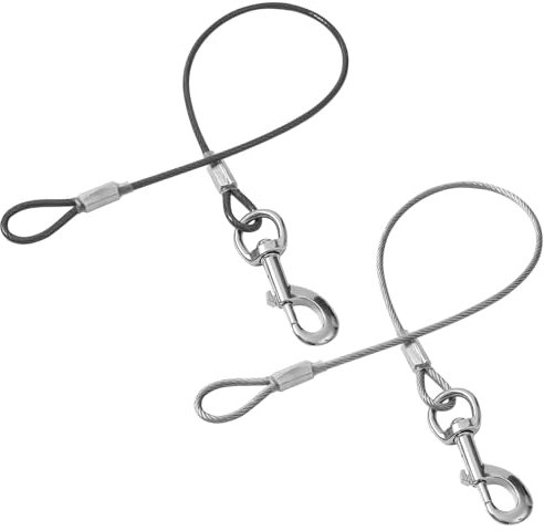 Mi Metty 2Pack Hundeleine Verlängerungsseil Kausicherfest Metall Kabel Leine,Hochbelastbar Trainingsleine Hundeleine Große Mittelgroße Hunde (Schwarz+Transparent, 24 inch/60 cm)