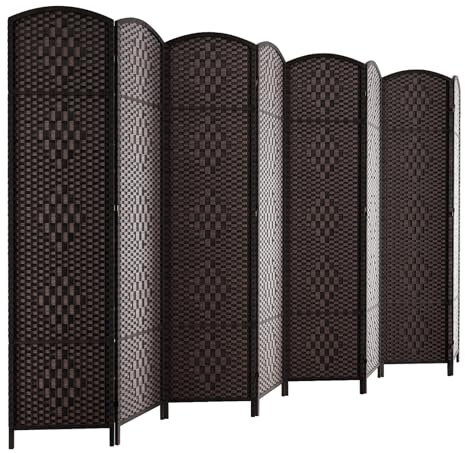 HALLYBEE Room Divider for Space Separation, Room Dividers and Folding Privacy Screens, 6ft Wall Partitions, Privacy Screen, 16in Folding Panel Separation 8 Panel, Dark Mocha