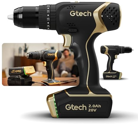 Gtech Combi Drill - Cordless Power Tool for DIY Projects, Home Tool Kit, and More - Includes Cordless Drill, Universal 20V Battery and Charger