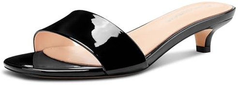 Castamere Donna Basso Gattini Tacco Heel Aperte sulla Punta Ciabatte Moda Scarpe Casual Dress Ballo Sandali 3.5 CM Heels Nero 37 EU