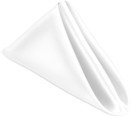 Piriuuo White Cloth Napkins Set of 6, 43 x 43 cm Polyester Napkins with Hemmed Edges, Washable for Parties, Weddings & Dinners
