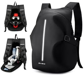 WEPLAN Sac à Dos de Moto pour Homme Femme Sac à dos Coque Rigide Moto Ordinateur Sac Moto Sac à Dos pour Casque de Moto Sac Etanche Moto Sac à Dos Randonnée Homme Sac à Dos Vélo Réfléchissant,Noir L