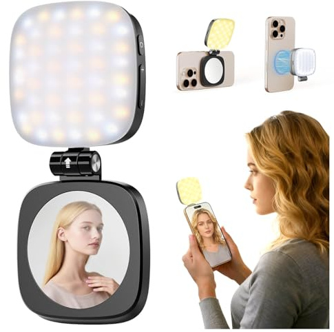 ZOINSHOT Magnetic Phone Light, Mini Ring Light for Phone with 5 Color Temps & 360° Rotation, USB-C Rechargeable Selfie Light for iPhone 12-17 Android, Perfect for Live Streaming, Makeup, Video Calls