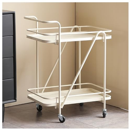 Carrito de estante de acero inoxidable de 2 niveles con ruedas giratorias silenciosas y estructura reforzada con freno, acabado de pintura de horno de alta temperatura, ideal para almacenamiento de