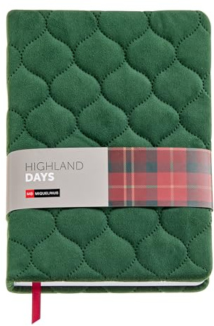 Miquelrius - Cuaderno A5 (140 x 200 mm), 80 hojas punteadas de 80 g/m², Cuaderno de notas dots para lettering o bullet journal, Cubierta de cartón forrado en tela efecto terciopelo acolchado, Verde