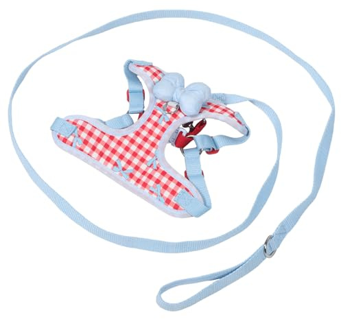 Didiseaon Harnais et Laisse pour Chien Taille M Rouge, Harnais Anti-Traction en Maille Respirante avec Nœud Décoratif, Ensemble Réglable pour Promenade Quotidienne et Sécurité des Petits