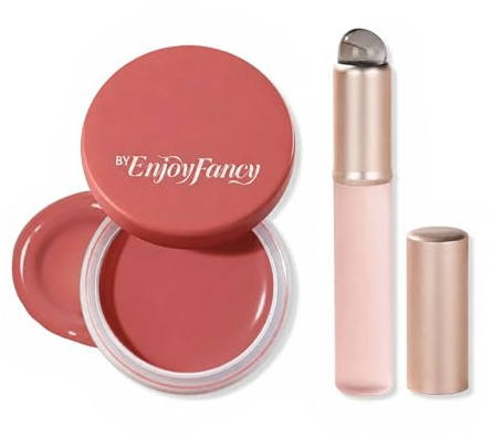 JOVYTH Blush in Crema Labbra e Guance 40g, 02 Rose Crush, con Mini Pennello Rosa. Idratante, Cremoso per un Effetto Rugiada Luminoso e Naturale, Facile da Sfumare.