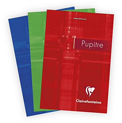 Clairefontaine 6556C - Notizblock Pupitre kopfseitig geheftet, DIN A7, 7,4 x 10,5 cm, liniert, 80 Blatt, mikroperforiert, 90g, 1 Stück farbig sortiert