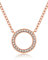 Presentski Damen Kette Rosegold-Halskette 925 Silber mit Anhänger Kreis Geometrie Zirkonia weiß 45cm|Zarte Kette Runder Anhänger