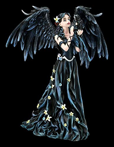 Nene Thomas Angelo Figura Fantasia - Whisper Motivo Scuro Angelo, Elfo, Scultura, Statua, Angelo Custode, Figura-Decorativa, Articolo Decorazione, H 29 CM