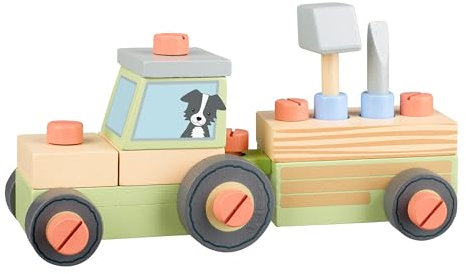 Orange Tree Toys OTT12801 Wooden Tractor Toy, Multicolour