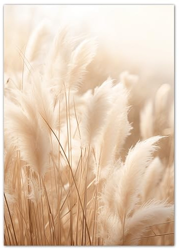 Wandbild Wohnzimmer Boho Style 50x70 cm Pampasgras Modern Beige - Poster Schlafzimmer natur groß Boho16