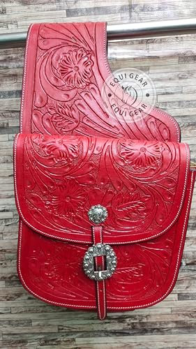 EQUIGEAR Western-Leder-Satteltasche für Pferde | Reitvergnügen Wanderritt geeignet für Reiten und Fassrennen | Satteltasche mit verstellbarem Riemen GRÖSSE: 10X10X3 SA-71