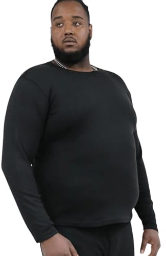 D555 Thermal T Shirt Long Sleeve Crew Neck Top Mens Plus Size Exeter 2XL-8XL (UK, Alpha, 5XL, Plus, Regular, Black)