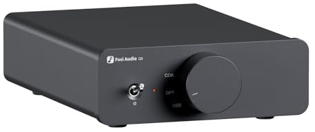 Fosi Audio Q6 Mini Desktop DAC, USB C Digital to Analog Audio Converter for Home Stereo Amplifier and Headphone Amp, Optical/Coaxial Input, RCA Output/Sub-Out, High-Resolution 32bit/768kHz DSD512