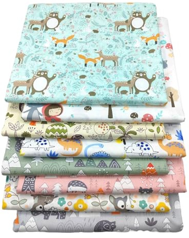 YUMILI 8 piezas de tela de algodón para patchwork, patchwork DIY, telas de algodón, 50 x 50 cm, tela de algodón para manualidades DIY, estampado de flores, tela para coser para artesanía, manualidades