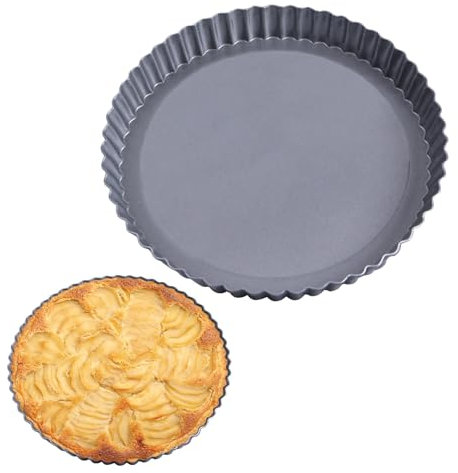 Molde para tartas de 22,86 cm y 10,16 cm, parte inferior extraíble, acero al carbono, resistente al óxido y a la temperatura, bandeja para hornear quiche de 287.8-315.6 °C, antiadherente, resistente y