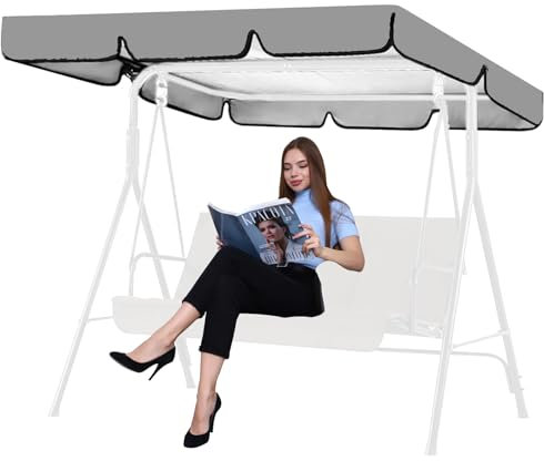 Toldo de repuesto para columpio de jardín, toldo de 3 plazas, impermeable, resistente al viento, anti-UV, para asiento de columpio de jardín, cubierta de hamaca resistente a desgarros (gris)