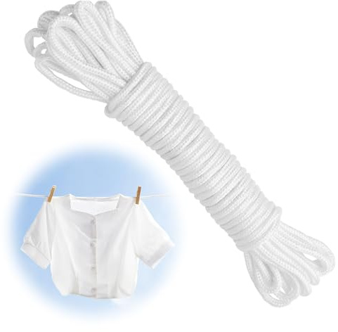 Corda stendibiancheria per esterni, per stendere il bucato, morbida e resistente con nucleo sintetico, ideale per giardino, arte, artigianato, campeggio, 4 mm di spessore (10 m)