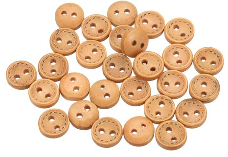 QUARKZMAN Botones de Madera, 30pcs 16L 3/8(10mm) Bontones Redondos con 2 Agujeros, Accesorios de Costura para Coser Ropa, Almohadas, Manualidades Beige