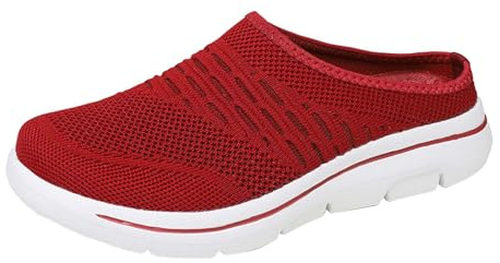 Träskor & sandaletter för män kvinnor ortopediska tofflor slip-on sommarskor mesh ventilerande sandaler fram stängda fritidsskor bekväma tygskor sneakers utomhus slip-on skor, röd, 46 EU