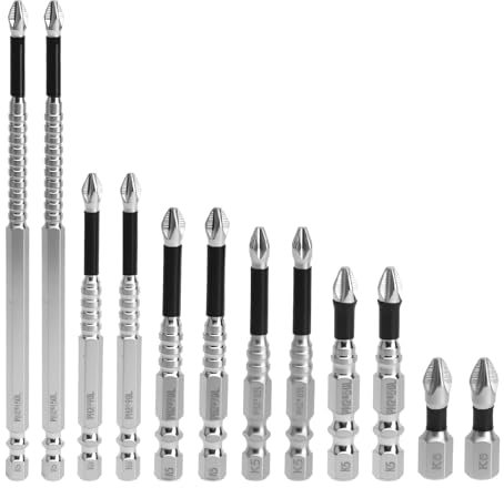 ZMDMAH Juego de 12 brocas magnéticas para taladros de impacto y destornilladores eléctricos de 25, 50, 65, 70, 90 y 150 mm