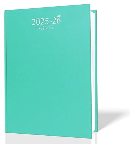 G4GADGET A5 akademisk dagbok 2025-2026 – blågrön – veckovy | medelårig student- och lärarplanerare | augusti 2025 till juli 2026 | akademisk årsdagbok för skola, högskola, universitet