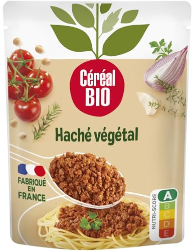 CEREAL BIO – Haché Végétal Façon Bolognaise Bio, Saveur Authentique au Soja, Sachet 250g - Le lot de 4