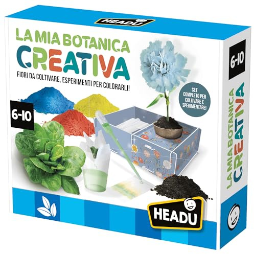 HEADU - La Mia Botanica Creativa - Fiori da Coltivare, Esperimenti per Colorarli | Gioco Educativo Per Bambini 6 7 8 9 10 Anni, Kit Esperimenti di scienze per Bamini, Gioco STEM, Made in Italy