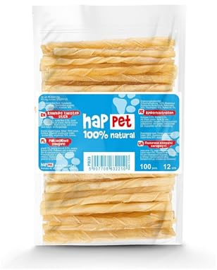 HAPPET Baguette de boeuf pour chien – Teether naturel en cuir de vachette – délicieux, dur et 100 % digestible – Favorise l'hygiène bucco-dentaire, réduit le stress et l'ennui