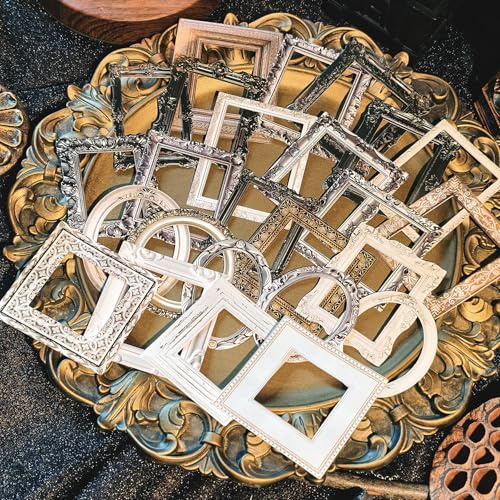 100 Pcs Vintage Frame Decorative Stickers - Scrapbooking Supplies for Planners, Wedding Albums, Junk Journals & Crafts (Metallic) (Black&White)